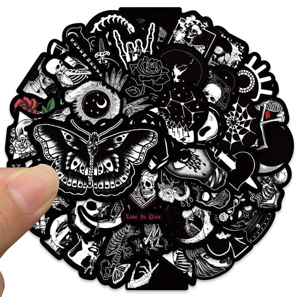 50pcs Cool Punk Gothic Darkness Skull Graffiti Stickers For Laptop Phone Guitar Luggage Diary Waterproof Vinyl Decals C250918
