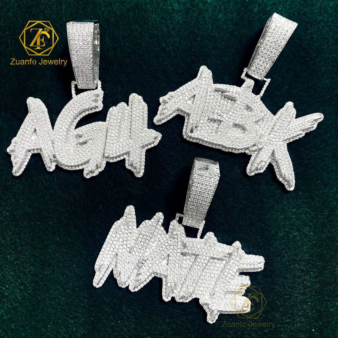 Custom Moissanite Pendant VVS Moissanite Diamond S92510k14k18k Gold Plated Letter Name Iced Out 2 Layers Moissanite Pendant