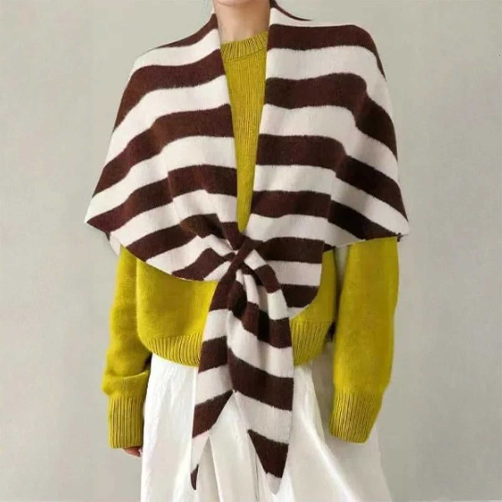 WenS Shl Cardigan Scarf Black And White Striped Warm Scarf WenS Fashion Accories Daily Wear Cmuting Out Street Y250918