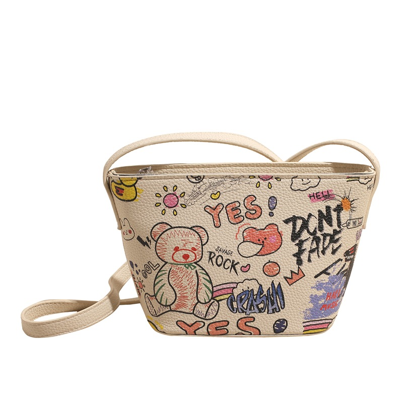 Designer bag hot free shipping Cartoon Bear Printed Underarm Bag New Trendy Fashion Casual Shoulder Bag for woman