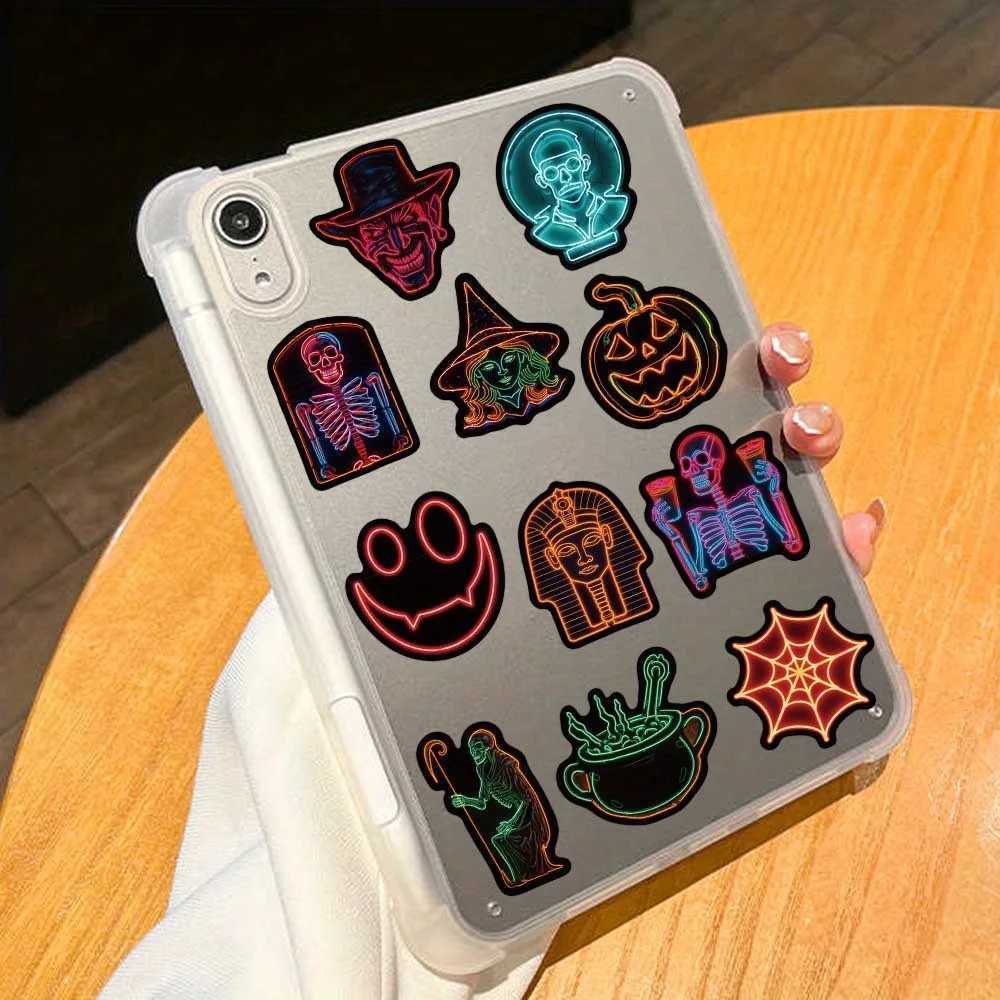 50pcs Neon Halloween Cartoon Graffiti Stickers Spooky Horror Decals for Water Bottles Party Supplies Reusable SelfAdhesive C250918