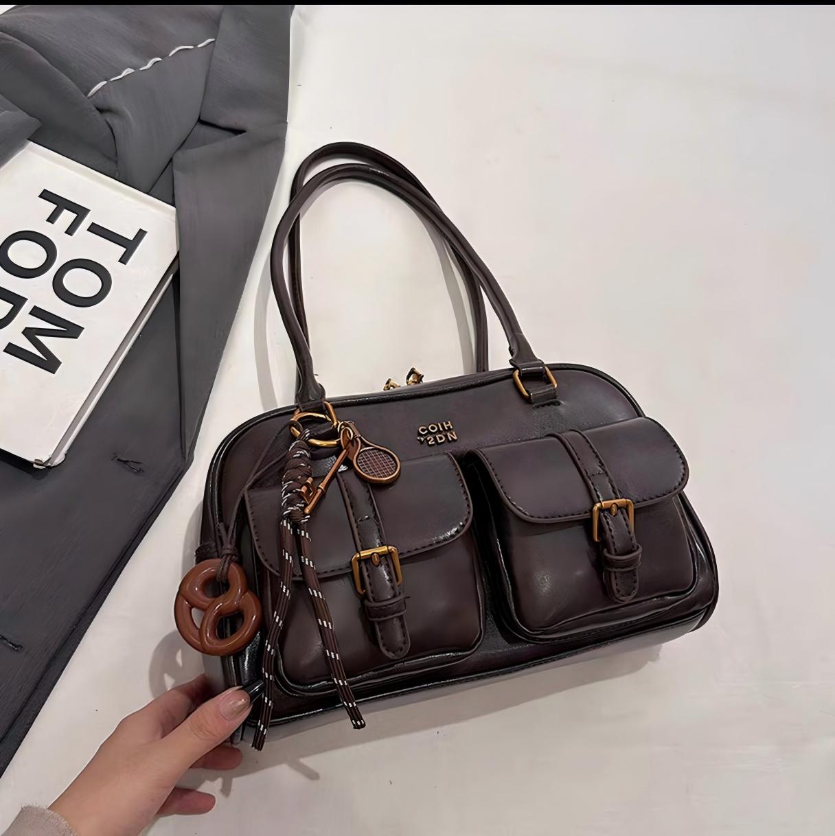 Bowling hand bag women 2025 new style fashion retro armpit bag versatile large capacity shoulder commuter bag