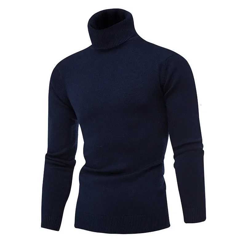 Man Autumn and Winter New Fashion Simple Solid Color Turtleneck Bottoming Sweaters Knitted Casual TopZ250918