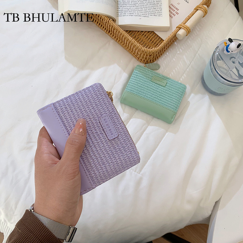 TB BHULAMTE Free Shipping Women's Splicing Wallet Luxury Simple Short Designer Handbag New Versatile Folding Card Bag Zipper Coin Bag