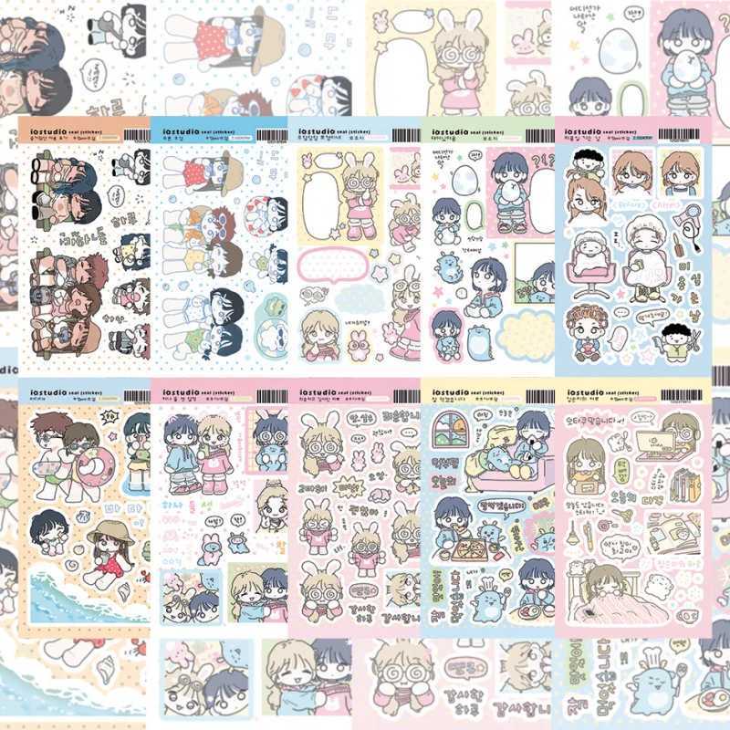 Korean Cute Cartoon Girl Stickers Kawaii Sweet Character Stickers Hand Account Scrapbook Notebook Diary DIY Decorative Stickers C250918