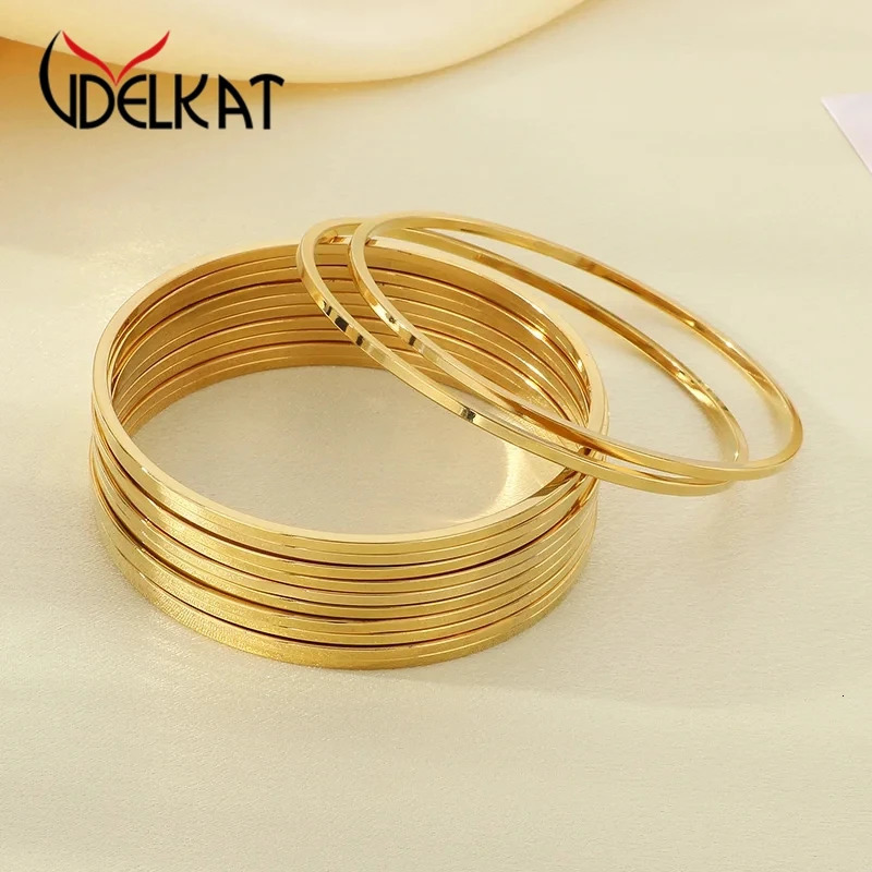 2mm Stainless Steel Bangles For Women Indian Multiple Layer Round Women Bracelet Gold Color Wedding Engagement Jewelry Gifts250917