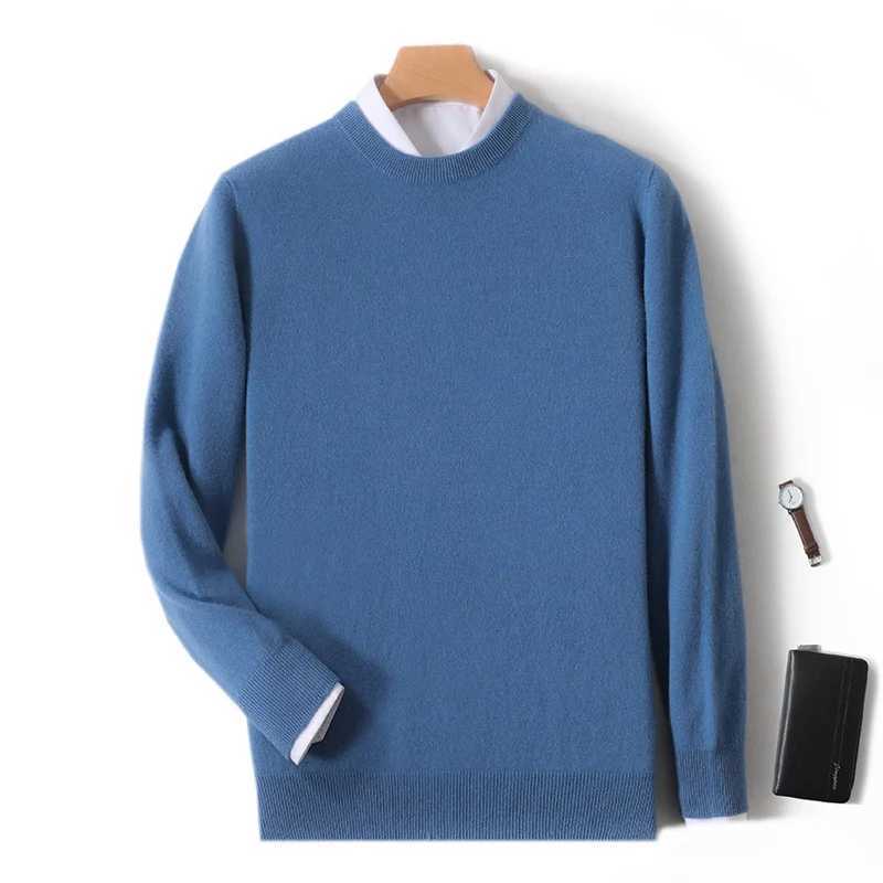 2025 100 Pure Merino Wool Mens Round Neck Pullover Solid Color Plus Size Casual Sweater Autumn And Winter Sports Cashmere TopZ250918
