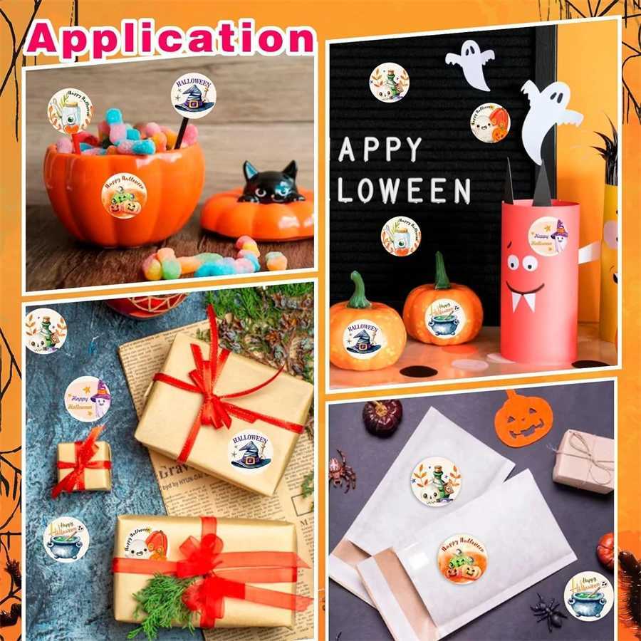 500pcsroll Halloween Food Packaging Label Stickers Cartoon Diy Cute Stickers Baking Packaging Selfadhesive Decorative Stickers C250918