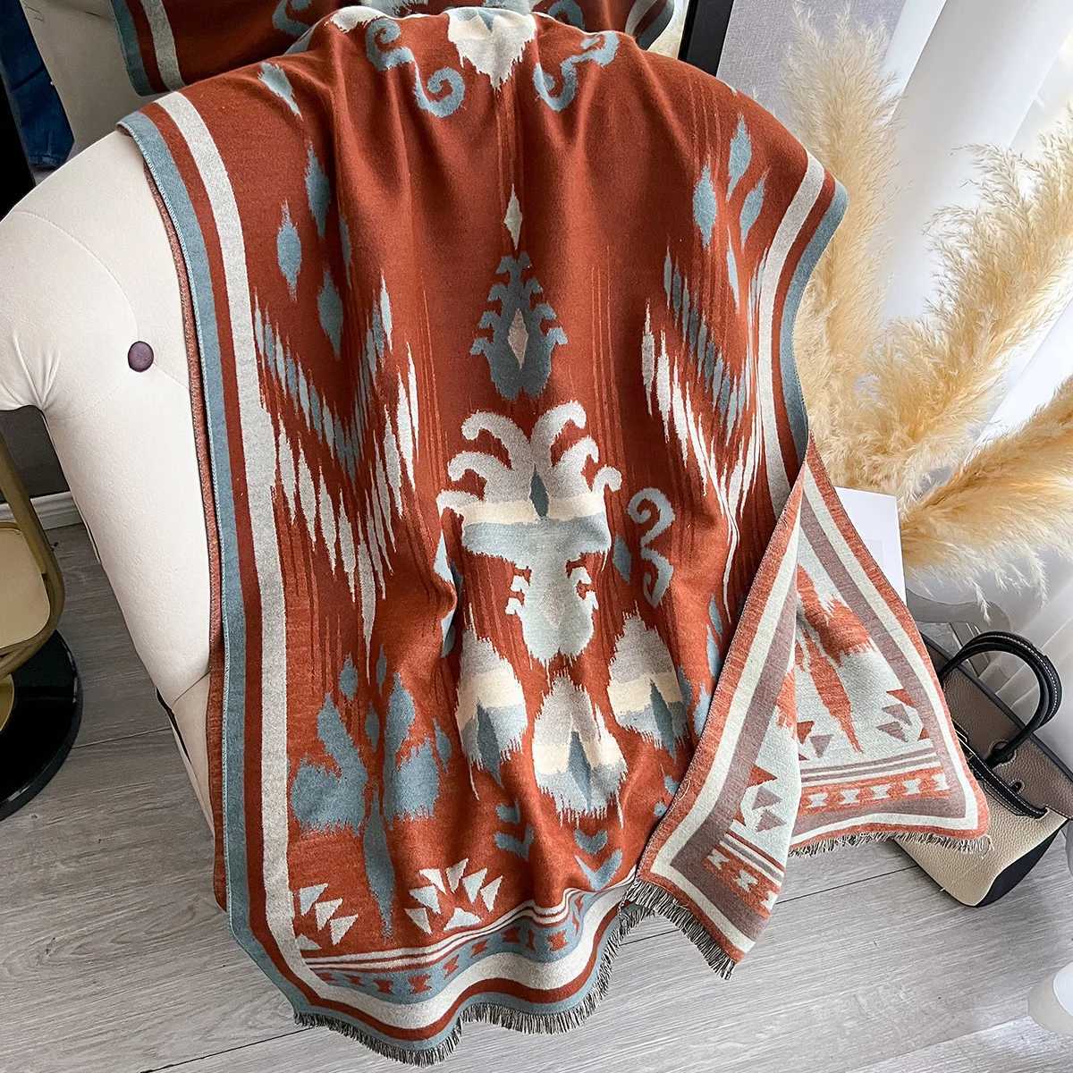 New Elegant Jacquard Design Scarf Imitation Cashmere Soft Warm Fringe Shl Autumn Winter Coldproof Windproof Blanket Scarf Y250918