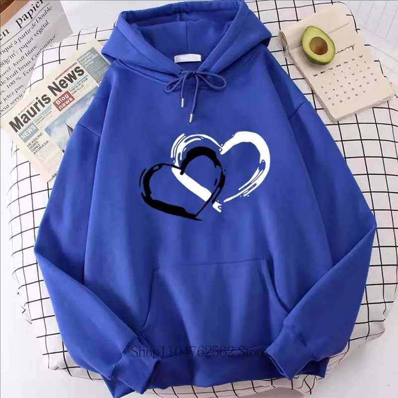 Women Clothing Heart Print Hoodie Autumn Winter Outdoor Sports Fashion Casual Long Sleeve Pullover Women Fleece SweatshirtsZ250918