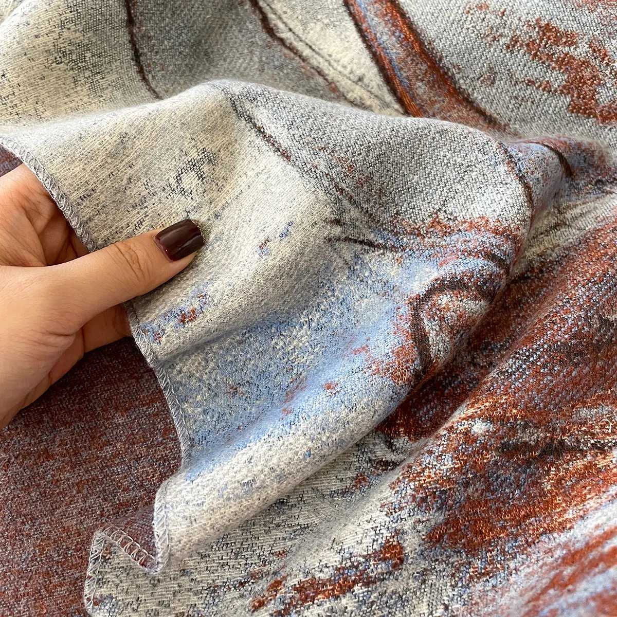 Luxury Winter Cashmere Scarf Wen Design Warm Blanket Poncho Scarves Fem Oil painting Shl Thick Foard Bufanda Y250918