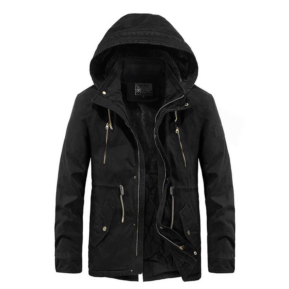 Mens Outdoor Jacket Detachable Hood Casaul Coat Autumn Winter Military Jacket Men Hooded Parka Fleece Lined Thicken Warm Coat L2509181