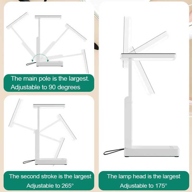 Portable Foldable Lamp With Clock USB Charging Type Fold LED Desk Lamp Energy Saving Rechargeable LED Reading Light C250918