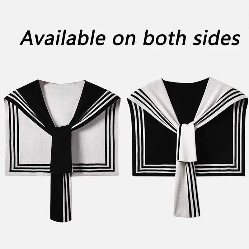 Wem Fashion Sweater Knitted Knotted Shl Black White Stripe Double sided Sweater Shl Travel Casual Scarf Knitted Shl Y250918