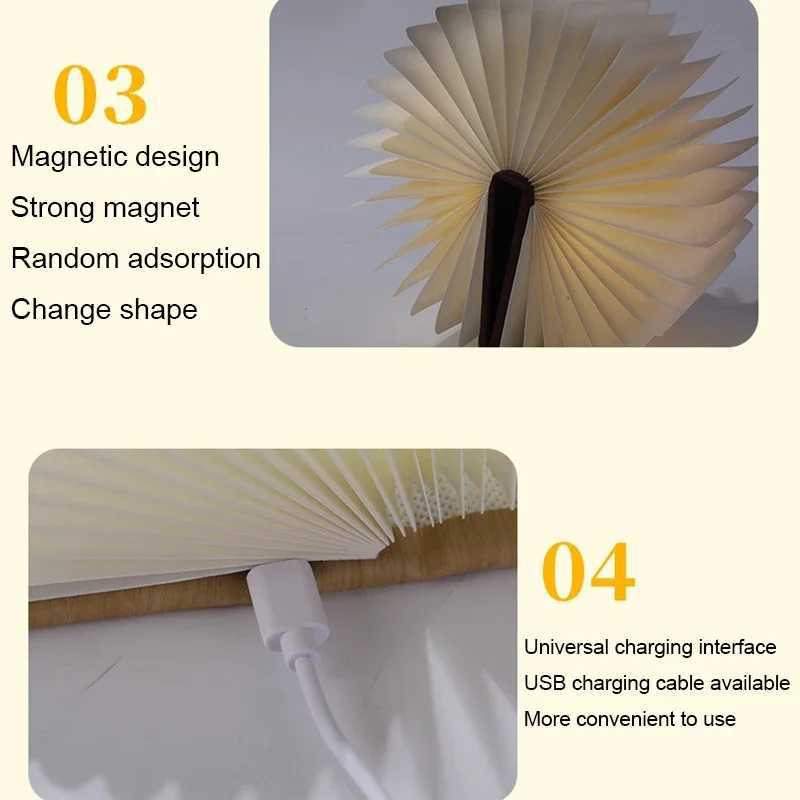 LED Wooden Book Lamp Creative USB Foldable Reading Light Children Birthday Holiday Gift Bedroom Bedside Decoration Night Light C250918