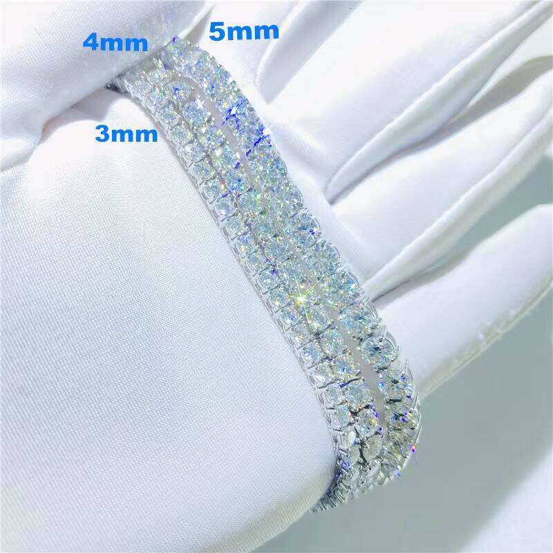 Sterling Sier VVS 3mm 4mm 5mm Silicon Stone Chain Iced Tennis Bracelet Hip Hop Jewelry