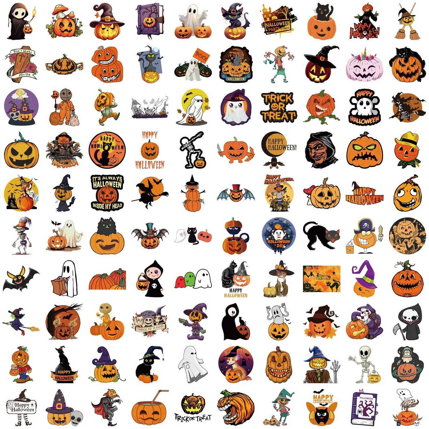 1050100pcs Gothic Halloween Ghost Witch Pumpkin Decorative Stickers DIY Notebook Guitar Skateboard Waterproof Cool Sticker Toy C250918