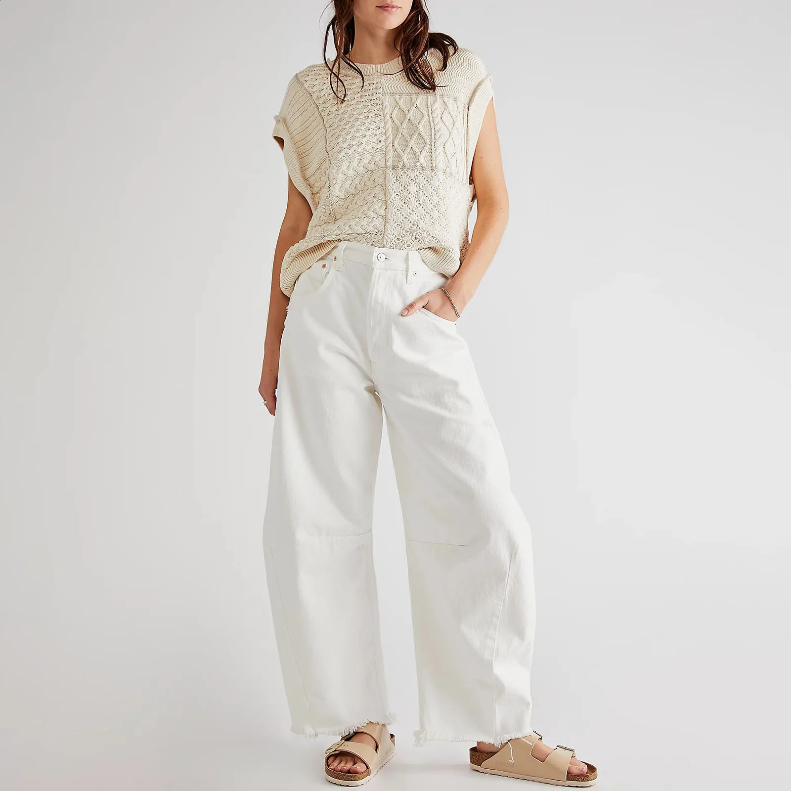 Imcute Women Casual Wide Leg Baggy Denim Pants Mid Waist Boyfriend Loose Jeans Y2k Vintage Barrel Jeans Streetwear 250918