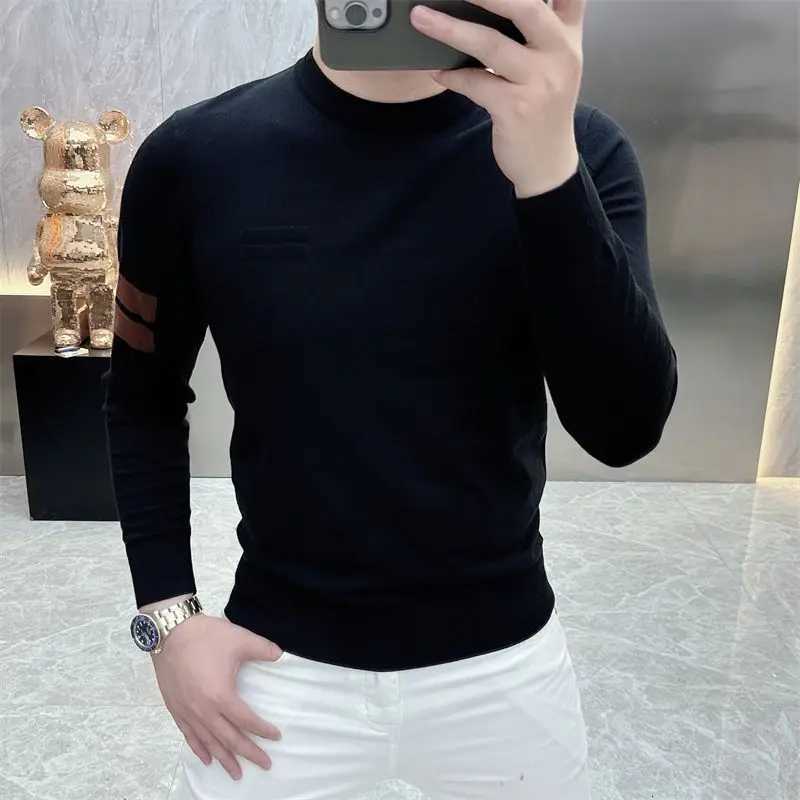 Smart Casual Autumn Winter Sweaters Men ONeck Solid Patchwork Elastic Fashion Luxury Business Long Sleeve Pullovers Knitted TopZ250918