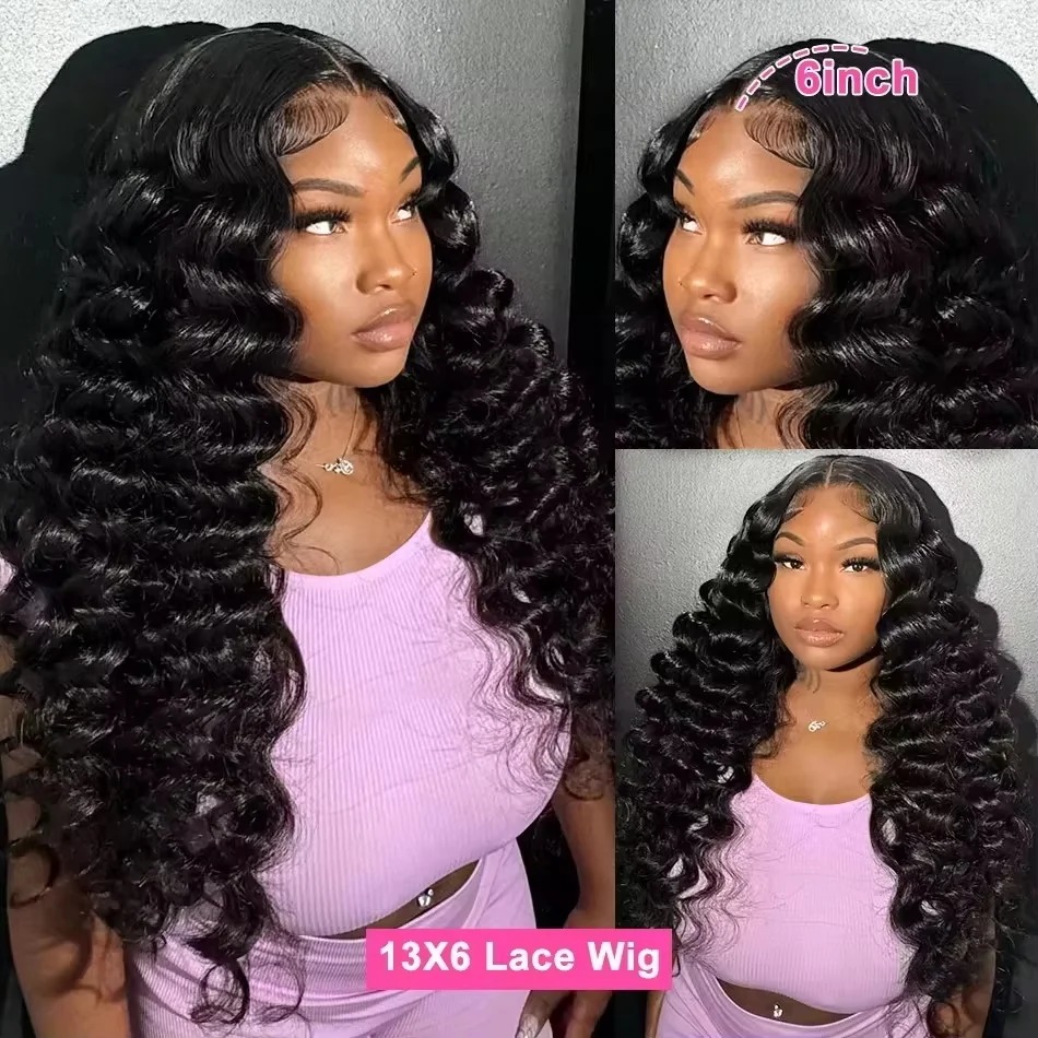 30 Inch Loose Wave Wig Human Hair Curly Wigs Loose Deep Wig 13x6 Hd Lace Front Wig Brazilian Black Deep Wave Frontal Wig For Women Ready To Wear