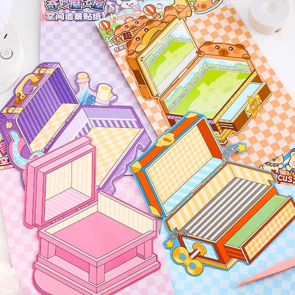 New DIY Plus Size Treasure Box World 3D Landscape Sticker Pocket Cabin Scene Stickers Festival Gift for Child Kid C250918