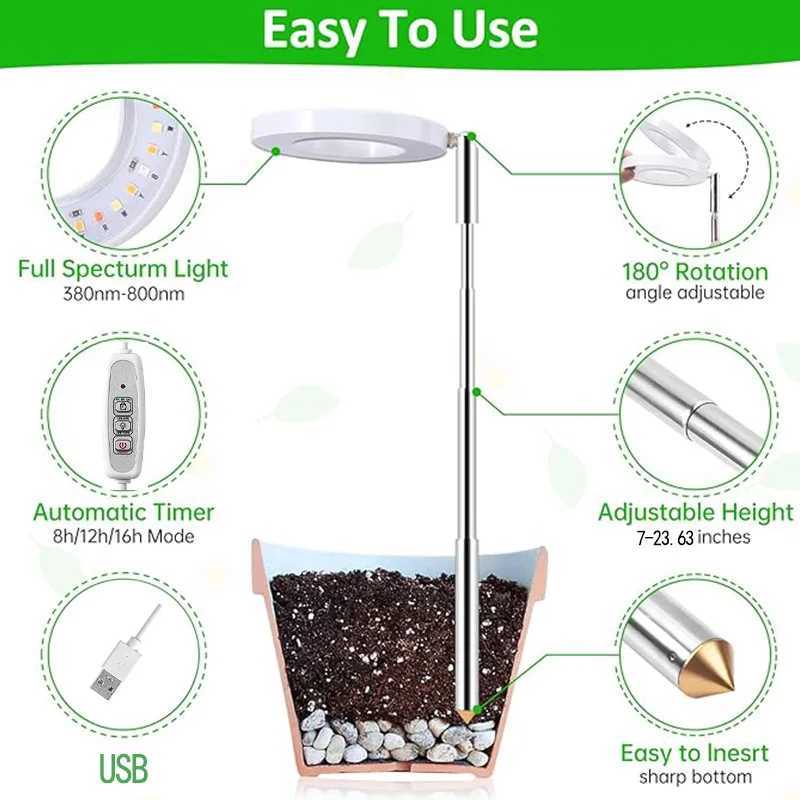 Full Spectrum Plant Lamp USB Grow Light LED Growth Light Phyto Lamp Flower Seedling Hydroponic Lighting Grow Lamp Phyto Lamp C250919