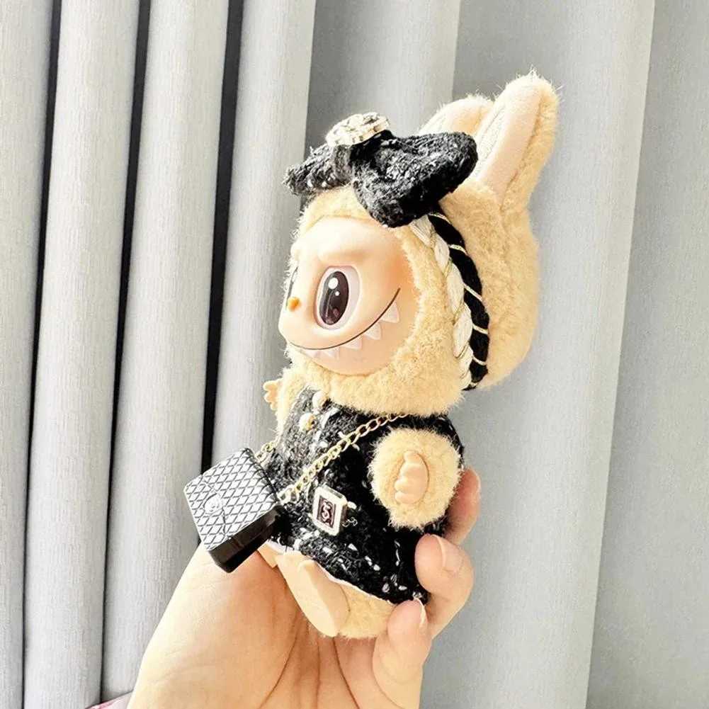 For 17cm no dollDoll Labubu Luxury Clothing Set Bow Headband dress Outfit 30 Labubu Doll Sitting Party Decorations Accesso C250919