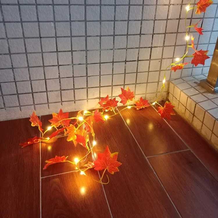 10M Solar Artificial Autumn Maple Leaves Garland Led Fairy Light for Christmas Decoration Thanksgiving Party DIY Decor Halloween C250919