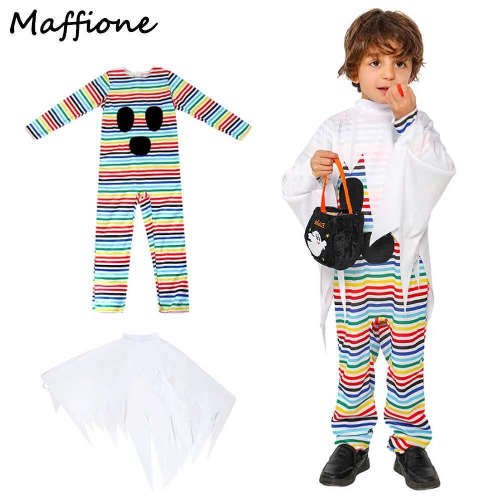Kids Boys Girls Ghost Cosplay Costume Children Child Disguise Roleplay Jumpsuit Cloak Cape Outfits Stage Uniform Halloween Suits L250918