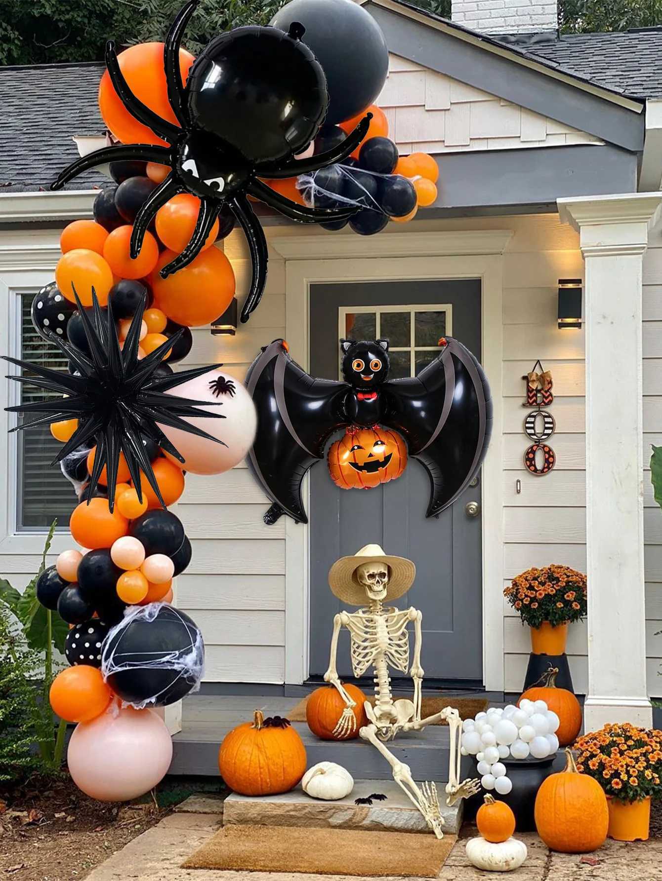 88pcs orange and black horror Halloween arch balloons suitable for Halloween party horror theme haunted house birthday C250919