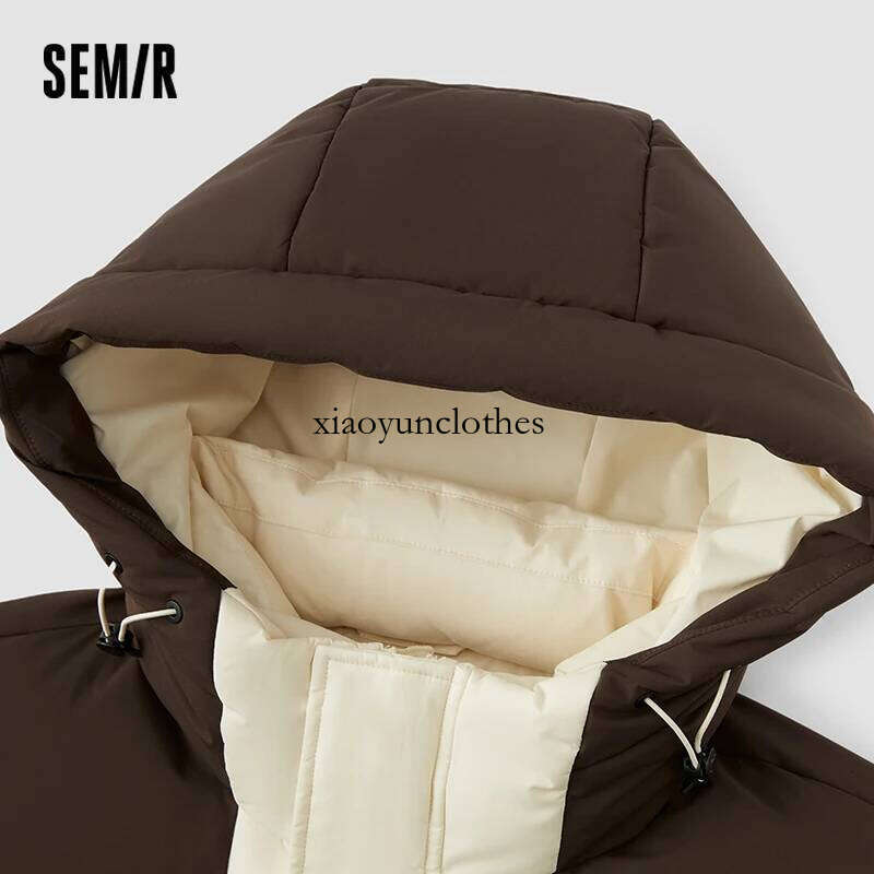 Semir Mid-Length Down Jacket Men Color Block Hooded Sports Style Coat 2025 New Winter Trendy Look