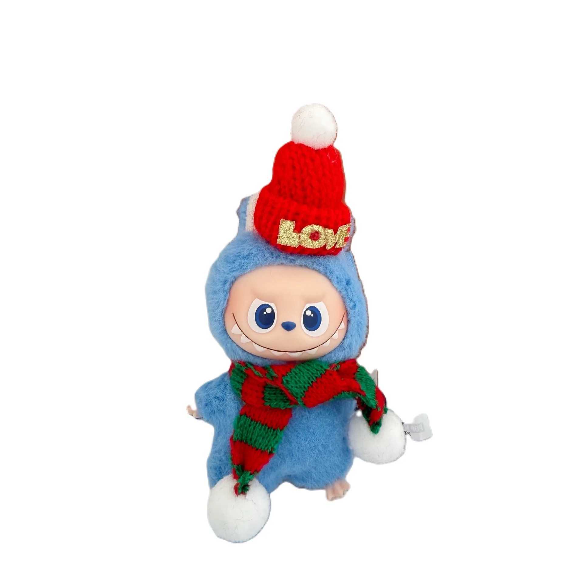 Labubu Christmas Clothing Red Hat Scarf Set For Labubu V4 The Monsters Pin for Love Series Doll Clothes Outfit Accessories C250919