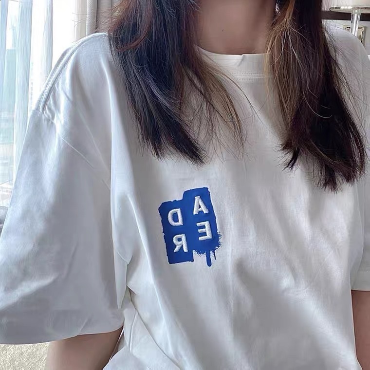 ADER Seoul Limited Edition Embroidered Print Short Sleeve Trendy Letter Couple Loose Versatile TShirt 210629