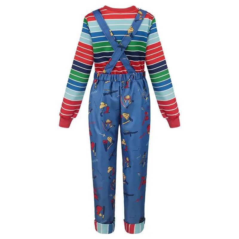 Halloween Costume Chucky ChildPlay Blue Cartoon Jumpsuit Overalls with Striped Shirt for Adult Chucky Cosplay Costume L250918