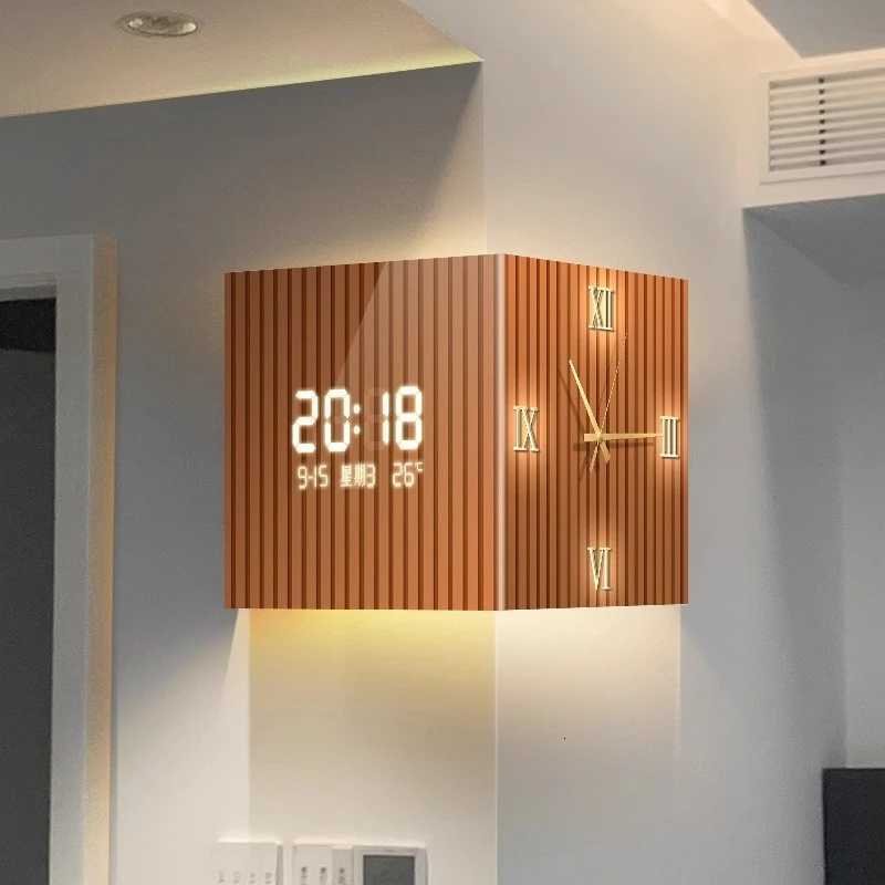 Modern Dual-Sided Corner Clock Space-Saving Wall Decor for Living Room Minimalist Bedroom Background Frameless Home Office DecorXJ250716