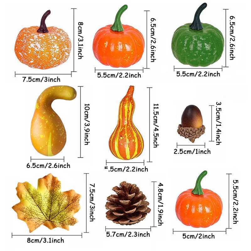 50pcs Simulation Mini Pumpkins Maple Leaves Set Ornament Halloween Thanksgiving Day Home Cabinets Decoration Party DIY Supplies C250919