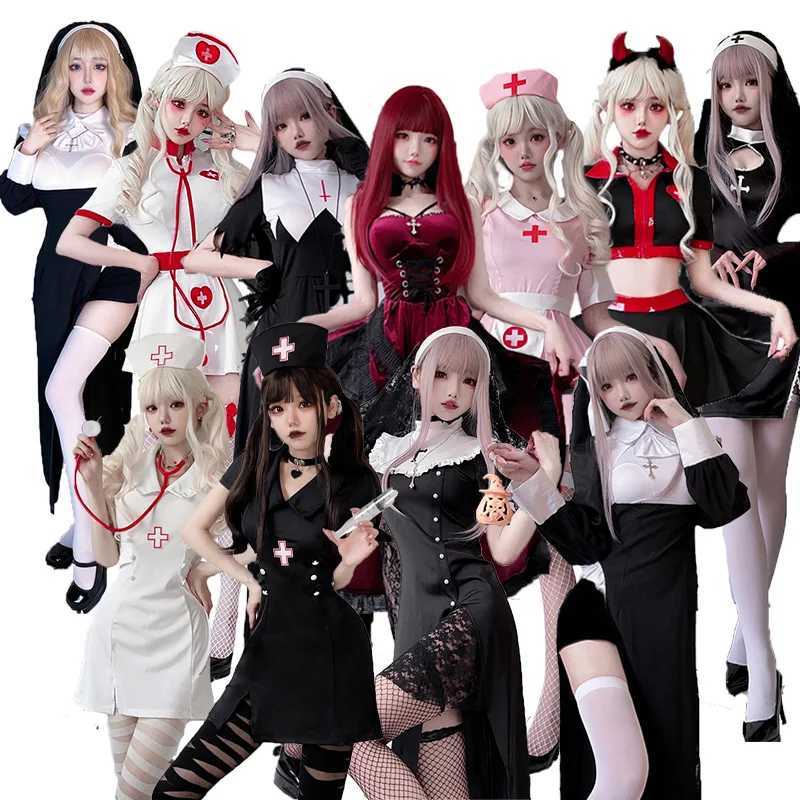 Gothic Nun Costume Adult loween Par Nurse Role Play Host orm k Angel Cosplay Womens Skirt in Sto Film Adapt L250918