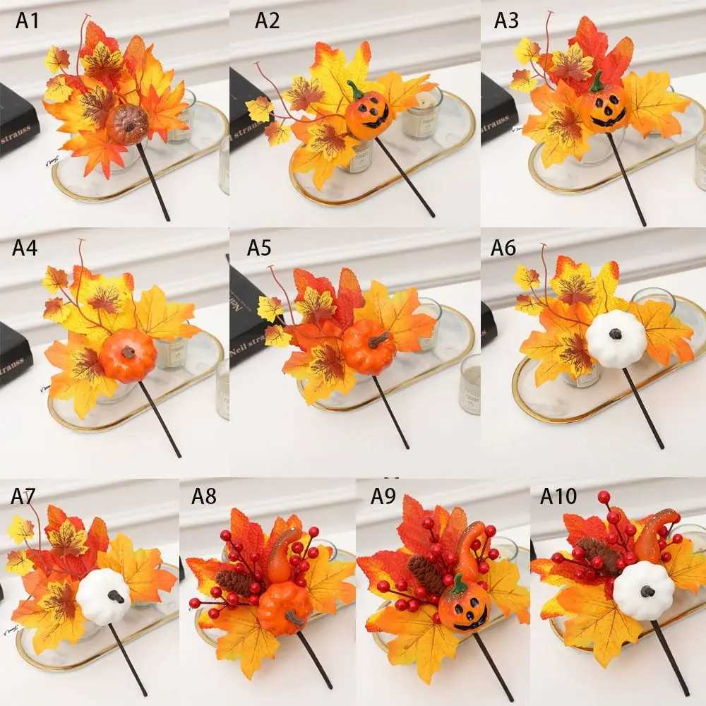 Artificial Maple Leaf Pumpkin Berry Branches Harvest Autumn Decoration Ornament Halloween Decor for Home Thanksgiving DIY Crafts C250919