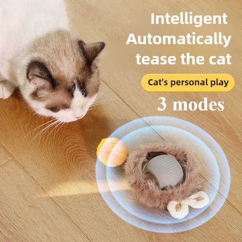 Cat Interactive Ball Toys 3 Mode Automatic Rolling Ball Faux Tail Rechargeable Pet Electric Toy Cat Training Imitate Mouse X250918