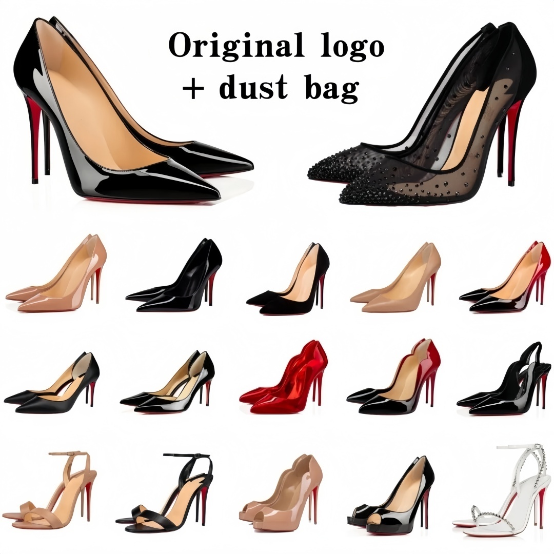 Designer heels Women High Heels Shoes Brand Luxury Red Soled Peep Toe Sandals Pointed Toe Sandals 6cm 8cm 10cm 12cm Nude Black Patent Leather Woman Pumps With dust bag