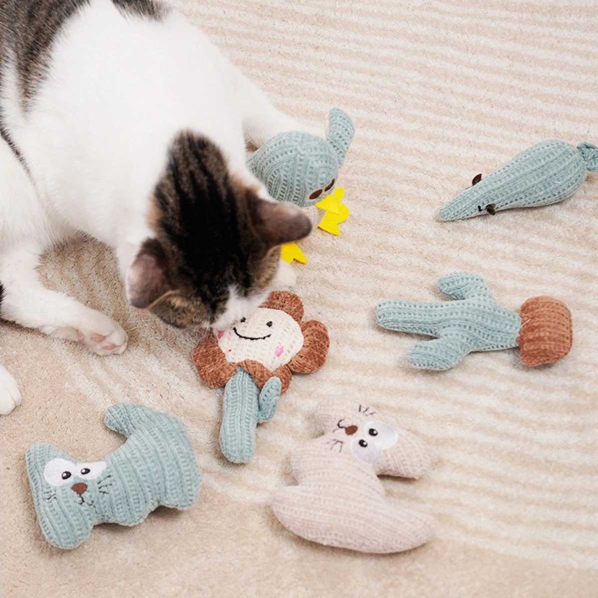 Xueer Cotton Plush Cat Toy Knitted with Catnip Bite Resistant Molar Teething Relief Interactive Pet Playtime Fighter for Cats X250918