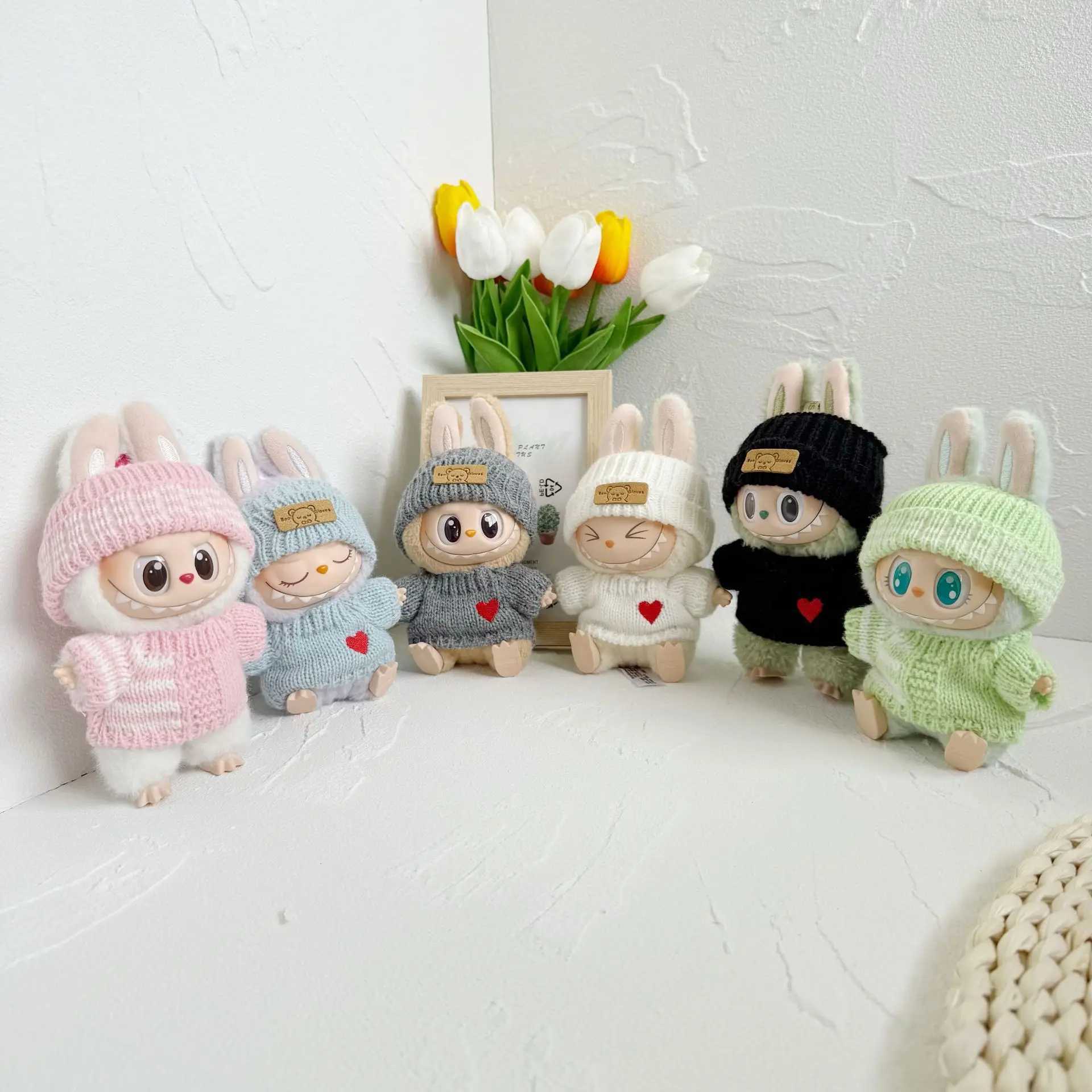 Labubu 17cm Dolls Baby Knit Clothes Highquality Dress Blue The Monster Outfit Accessories Love Party Sweater Gift For Kids C250919