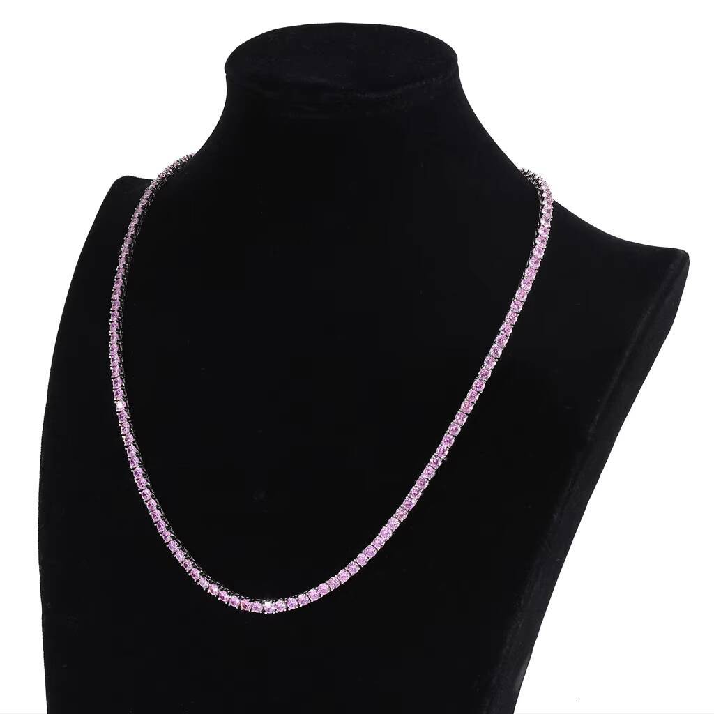 Wholesale Hiphop Jewelry White Gold Plated Cuban Chains Cz Tennis Diamond Prong Cuban Chain Cuban Link Chain Iced Out Necklace