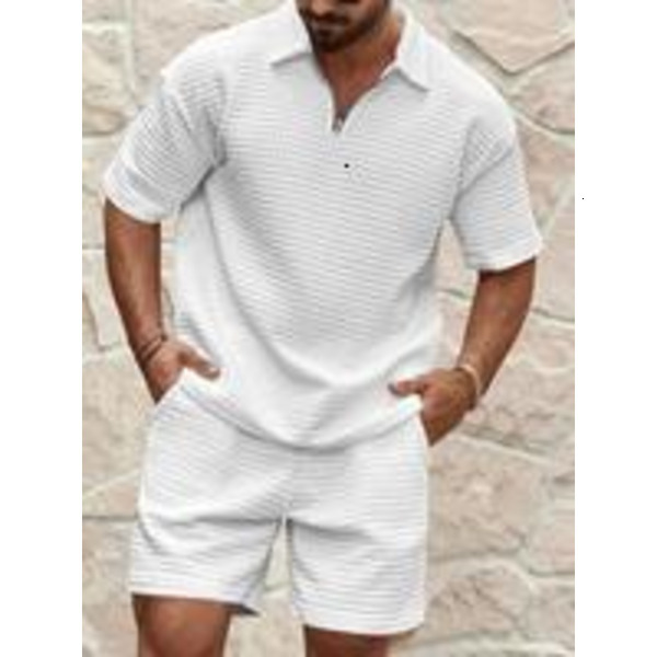 Solid Color Short Sleeve Tee & Loose Casual Fashion Cozy Breathable Two-piece Outfits Summer, Clothes for Daily Wear, Clothing, Shortsleeve Menswear, 