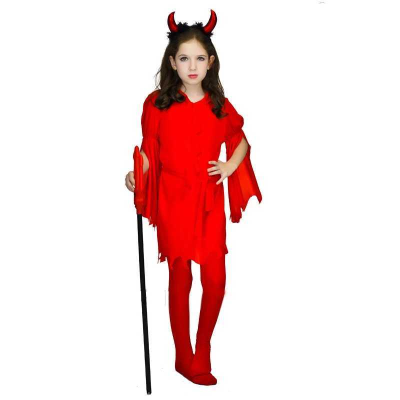 Baby Girls Red Little Demon Cosplay Kids Children Hell Devil Death Costumes Carnival Purim Stage Role Play Show Party Dress L250918