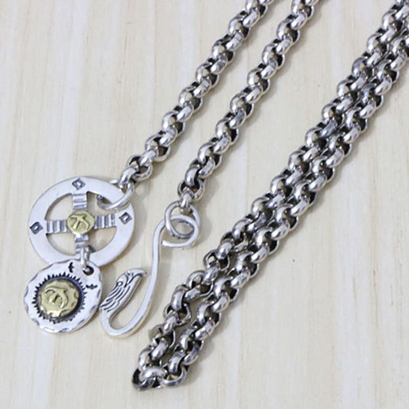 S925 Sterling Silver Necklace Personalized Fashion Creative Beaded Net Red Feather Thick Pearl Chain Thick Vintage Net Red Couple Simple Style Jewelry