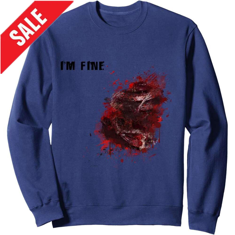 Long Sleeve Shirts for Men sweatshirt I'm Fine Wound Injury Funny Halloween Costume Gift Sweatshirt Tee Streetwear Casual tops clothes 2025