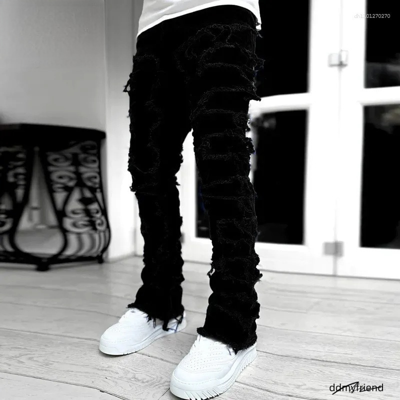 Men's Jeans Kakan - Elastic Patch Y2k Clothes Street Fashion Straight Leg Pants Long Man Brand ddmyfriend