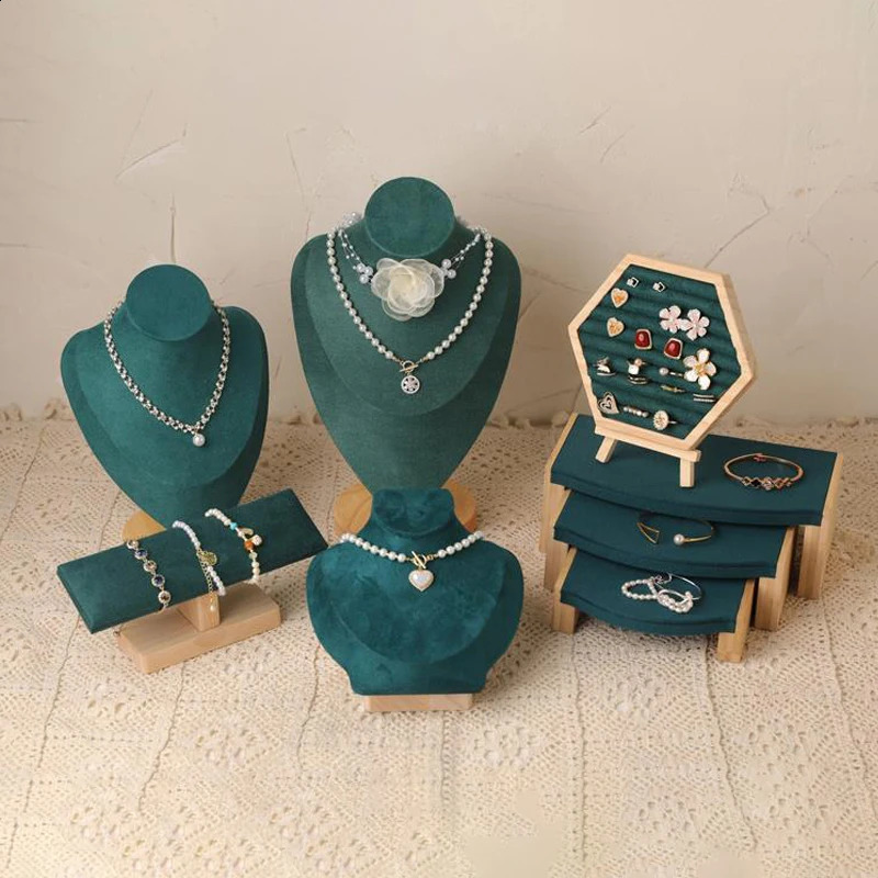 Velvet Model Bust Show Exhibitor Jewelry Display Necklace Pendant Mannequin Stand Earrings Organizer Ring Bracelet Storage Stand 250918