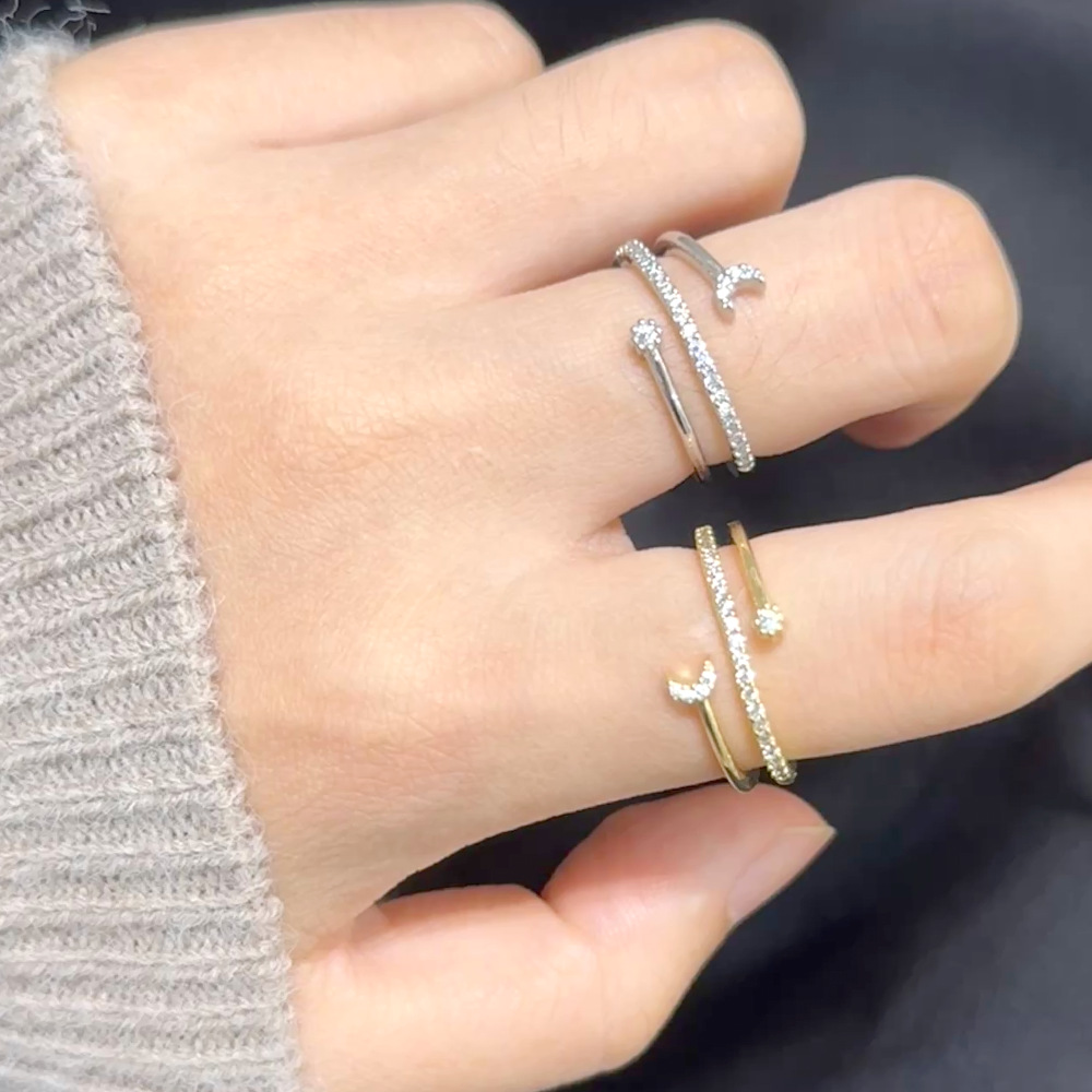 Gold - Toned Open Cuff Ring With Crystal Accents Delicate Daily & Chic Jewelry Gift For Her High - Quality And Stylish Accessory